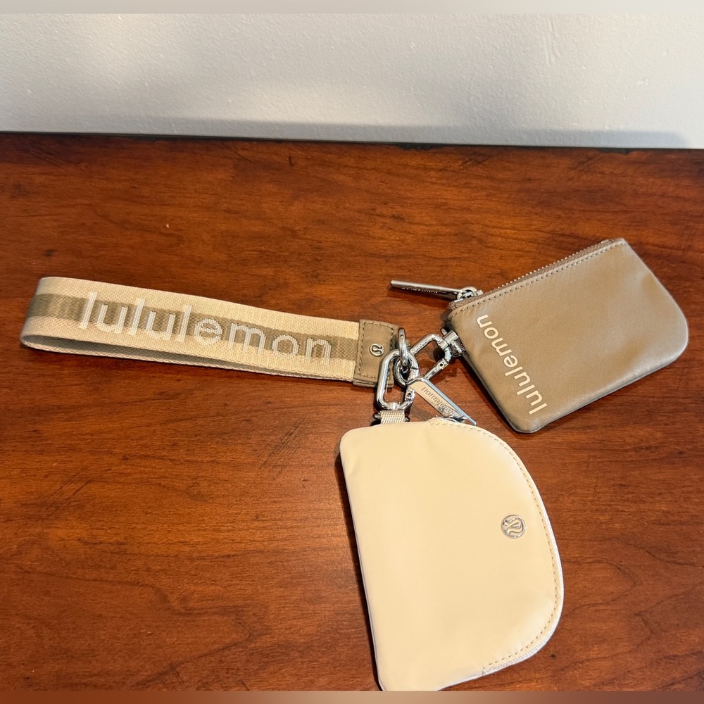 Lululemon Dual Word Mark Wristlet- Fawn Brown/Bone/Mojave Tan